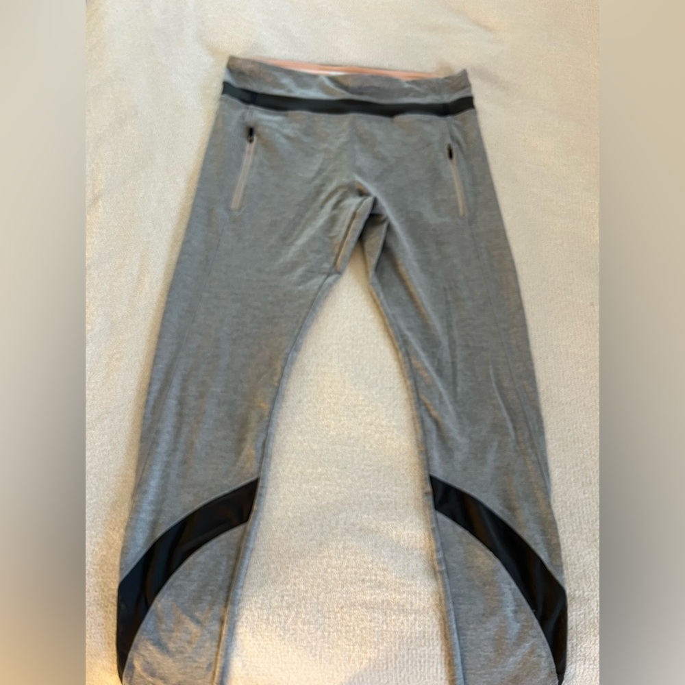 Forever 21 Gray Leggings with Black Detailing and Light Pink Band